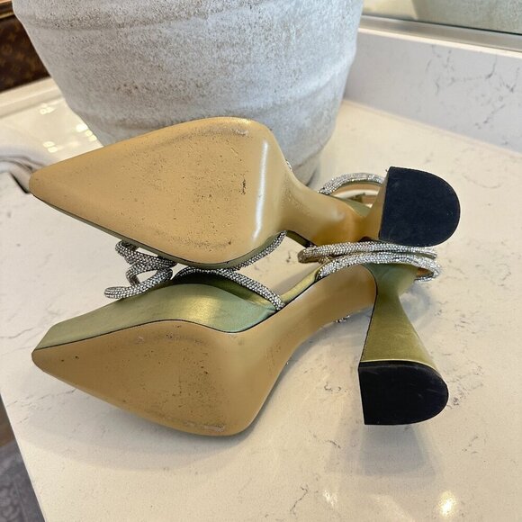 MACH & MACH Double Bow Satin Platform Pump in Pistachio Size 8US / 38EU - Picture 13 of 14